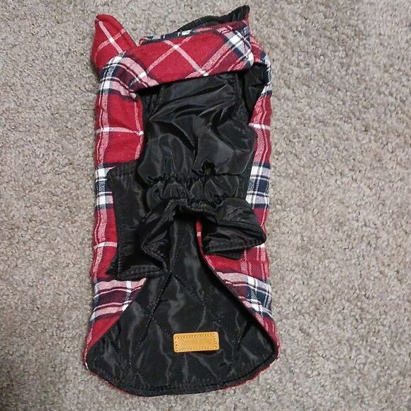 Reversible Waterproof Winter Dog Jacket Coat Plaid and solid Black Sz S NEW - Picture 5 of 7